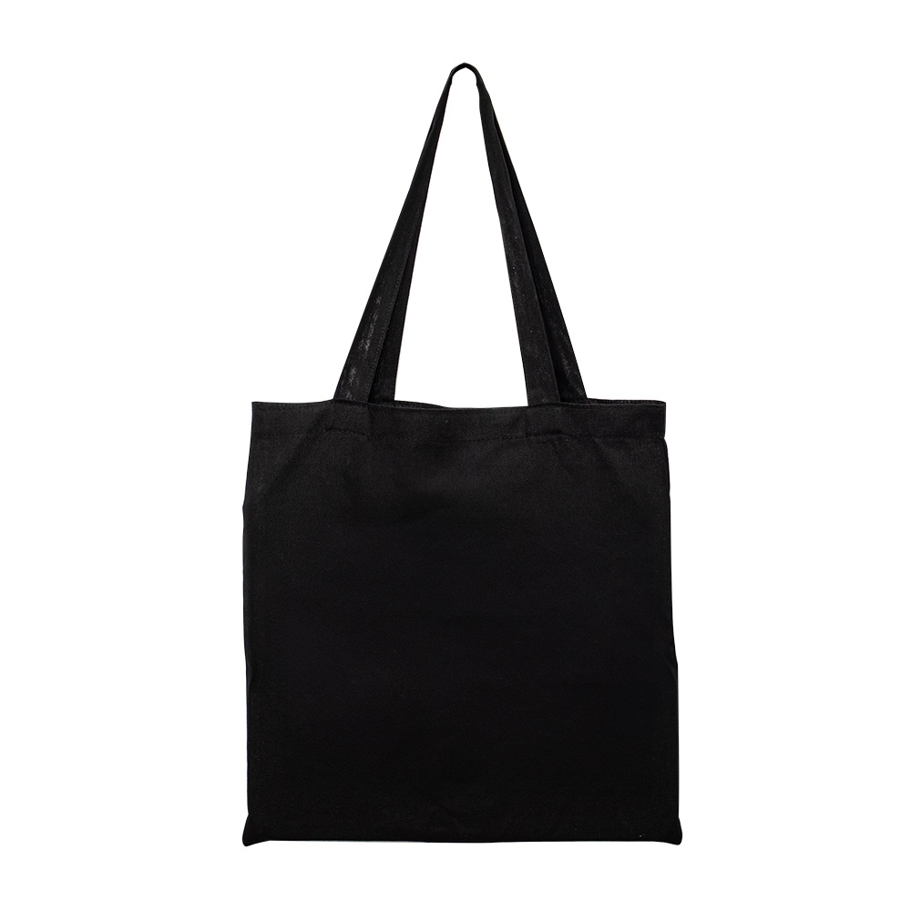 Sacola de algodão colorida com alças longas na cor Preto, personalizada com a logo da empresa