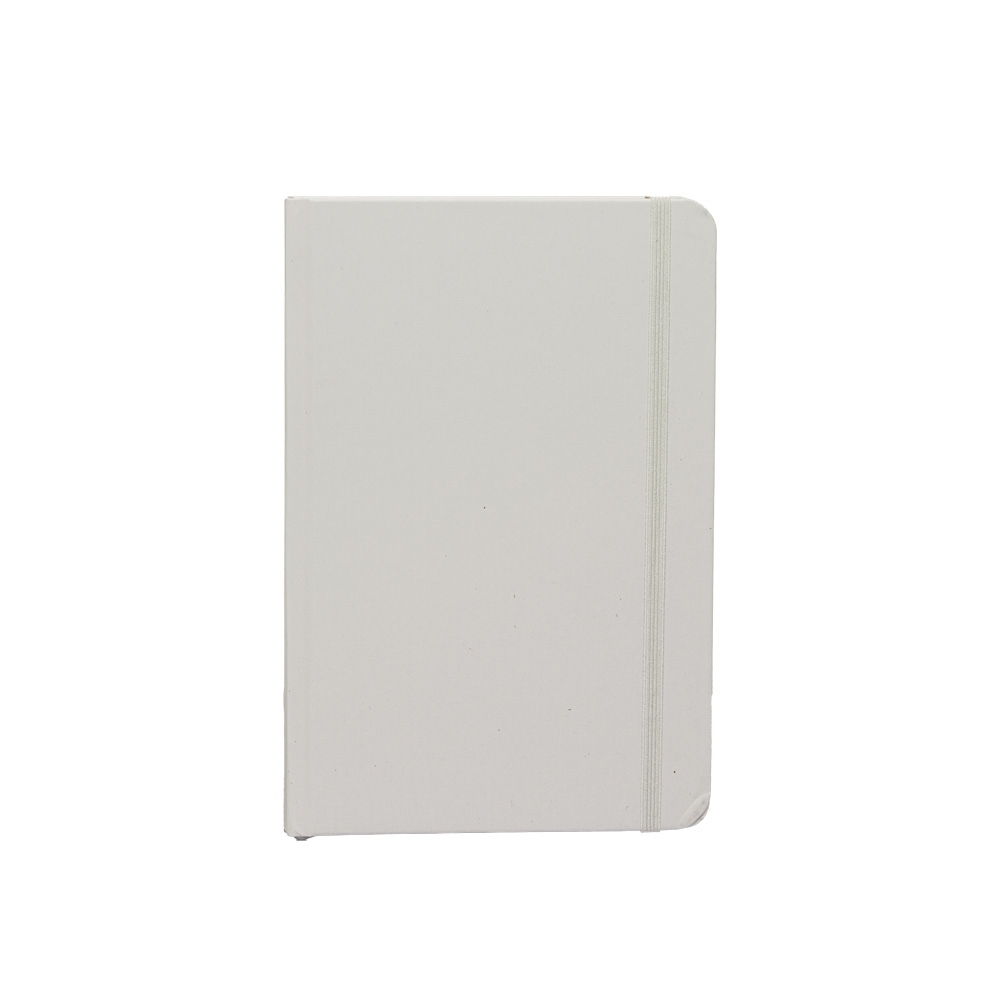 Caderneta capa dura pautada sem pauta na cor Branco, personalizada com a logo da empresa