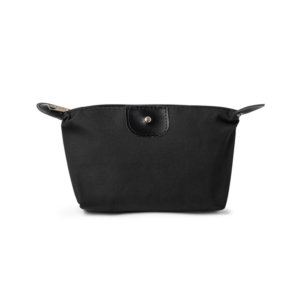 Nécessaire de nylon oxford impermeável na cor Preto, personalizada com a logo da empresa