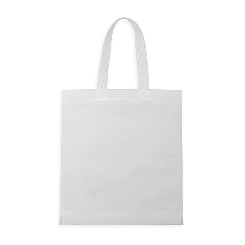 Sacola biodegradável de TNT personalizada com a logo da empresa, na cor branco