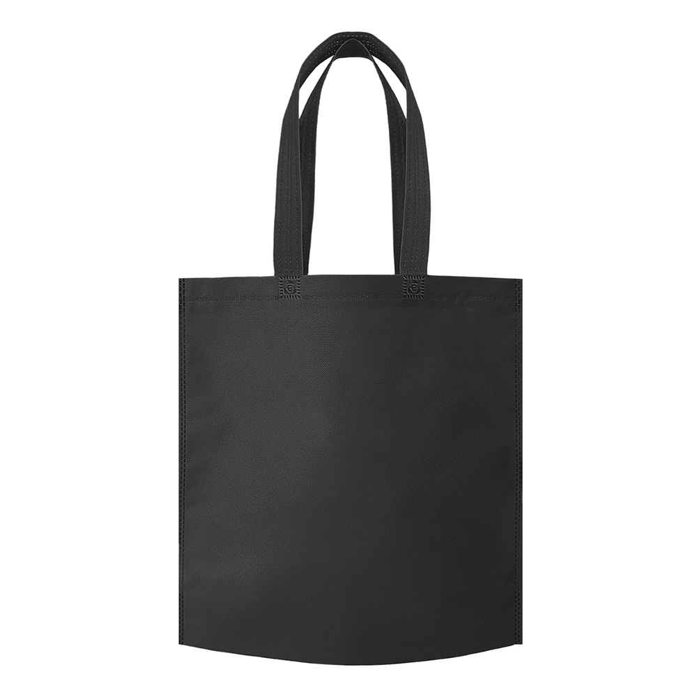 Sacola biodegradável de TNT na cor Preto, personalizada com a logo da empresa