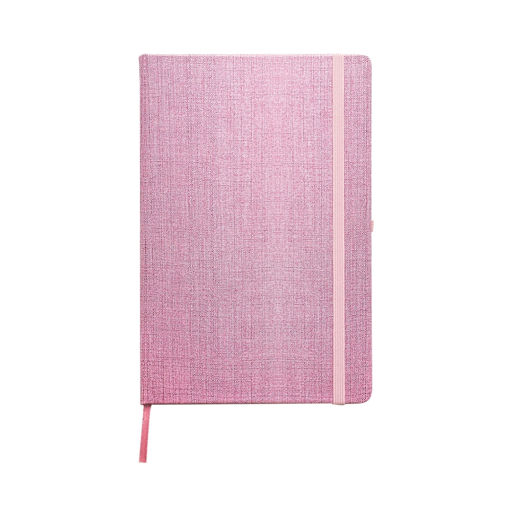 Caderno A5 couchê na cor Rosa, personalizado com a logo da empresa