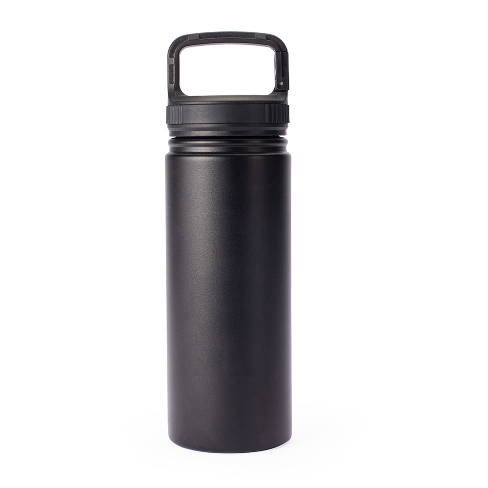 Garrafa térmica 500 ml de inox na cor Preto, personalizada com a logo da empresa