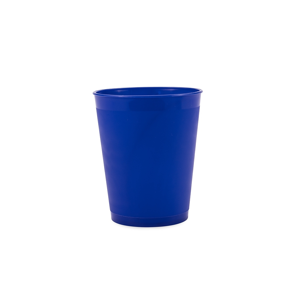 Copo plástico 450 ml em polipropileno personalizado com a logo da empresa, na cor azul