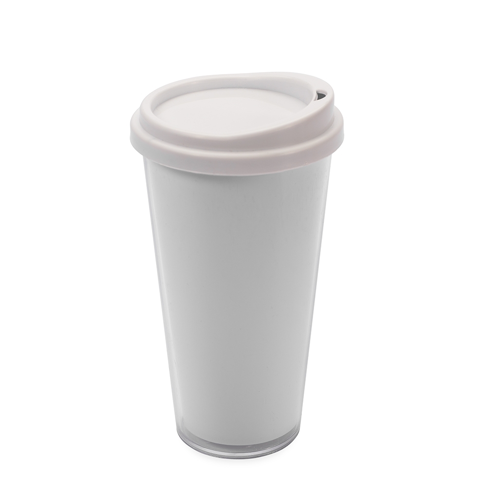 Copo plástico duplo 400 ml personalizado com a logo da empresa