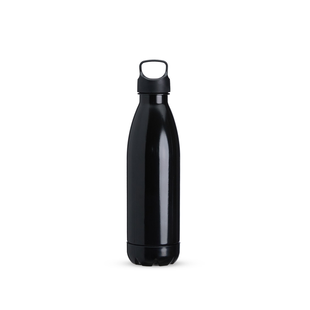 Garrafa plástica 680 ml com alça na cor Preto, personalizada com a logo da empresa