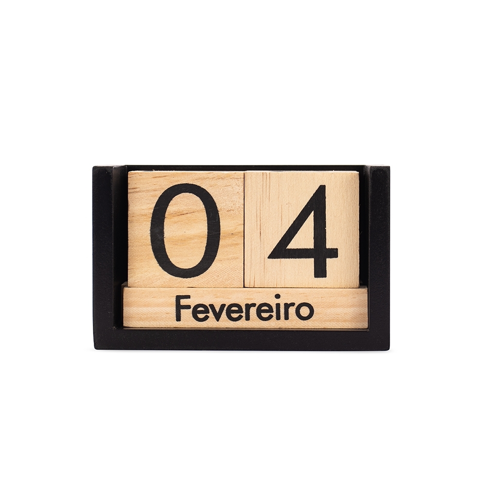 Calendário permanente madeira personalizado com a logo da empresa
