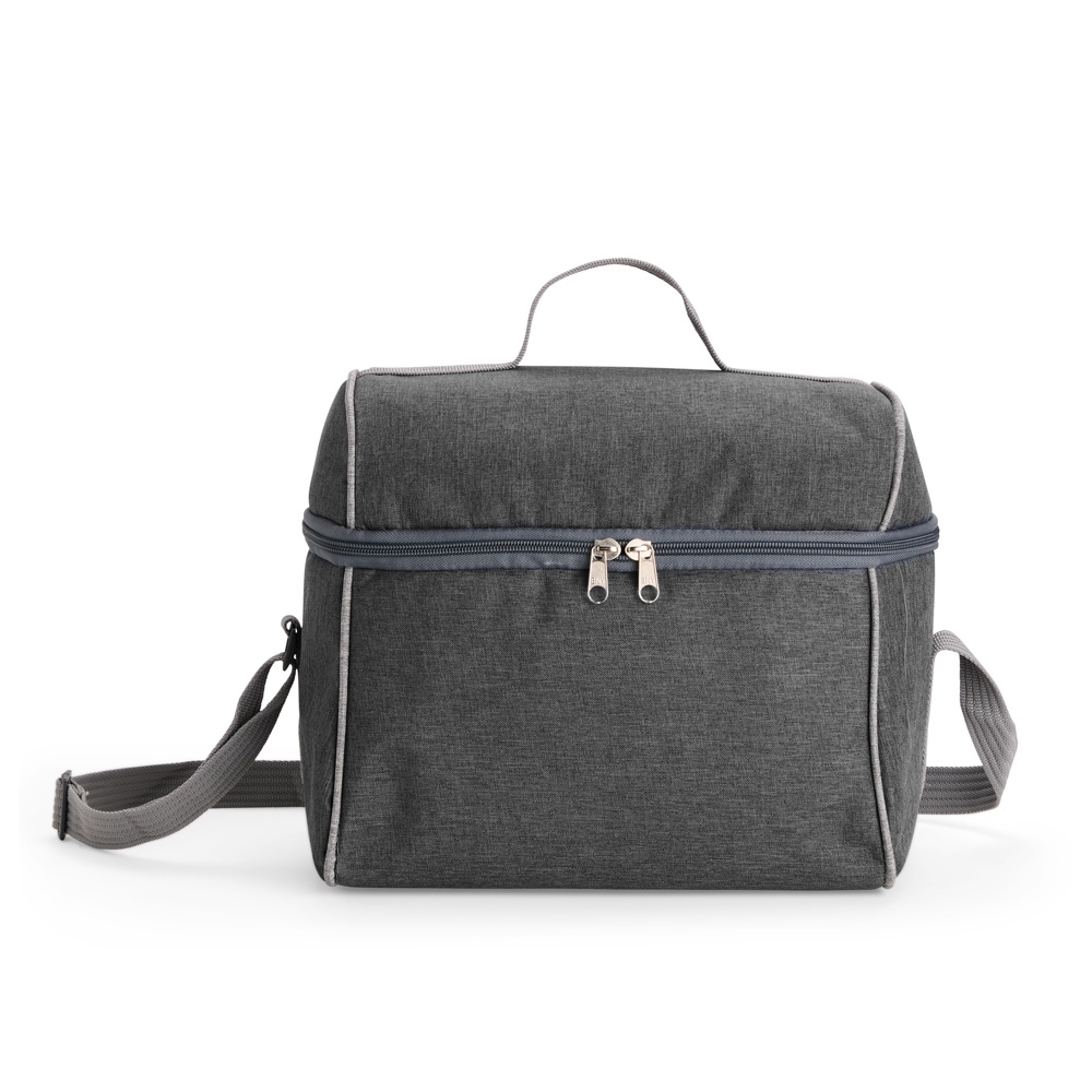 Bolsa térmica poliéster 14 litros impermeável na cor Preto, personalizada com a logo da empresa