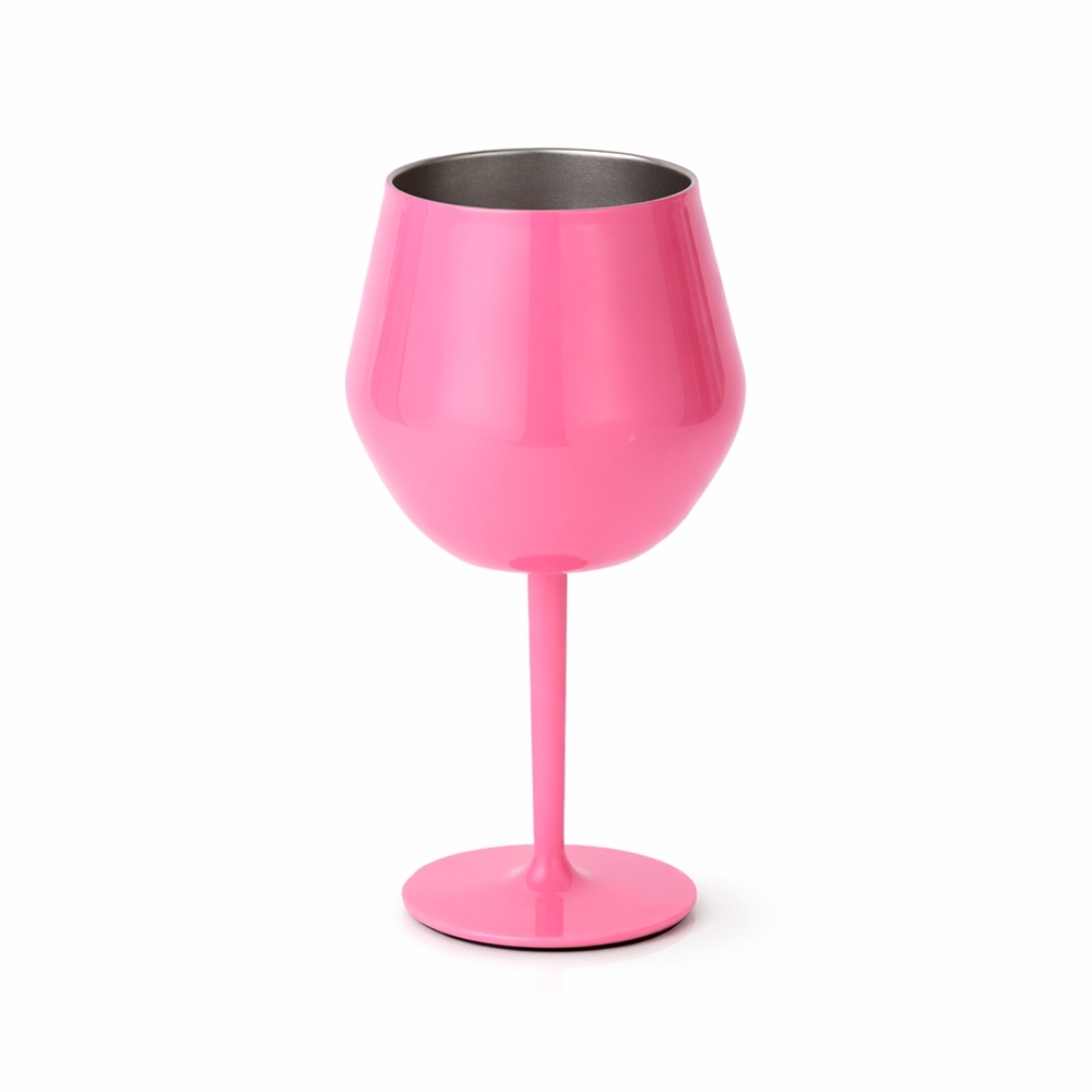 Taça térmica 400 ml personalizada com a logo da empresa, na cor rosa