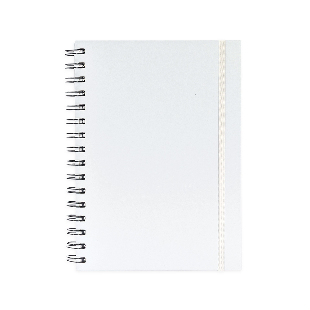 Planner cromato anual com capa dura e elástico na cor Branco, personalizado com a logo da empresa