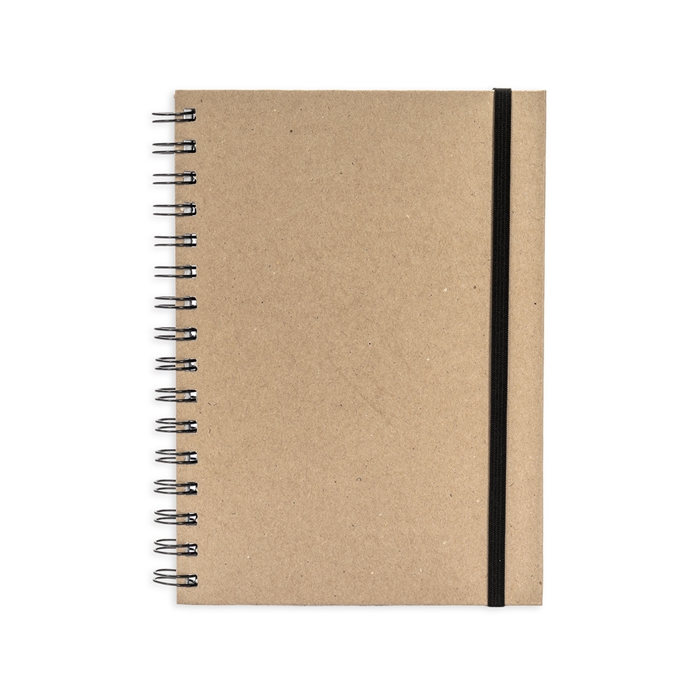 Planner cromato anual com capa dura e elástico personalizado com a logo da empresa, na cor kraft