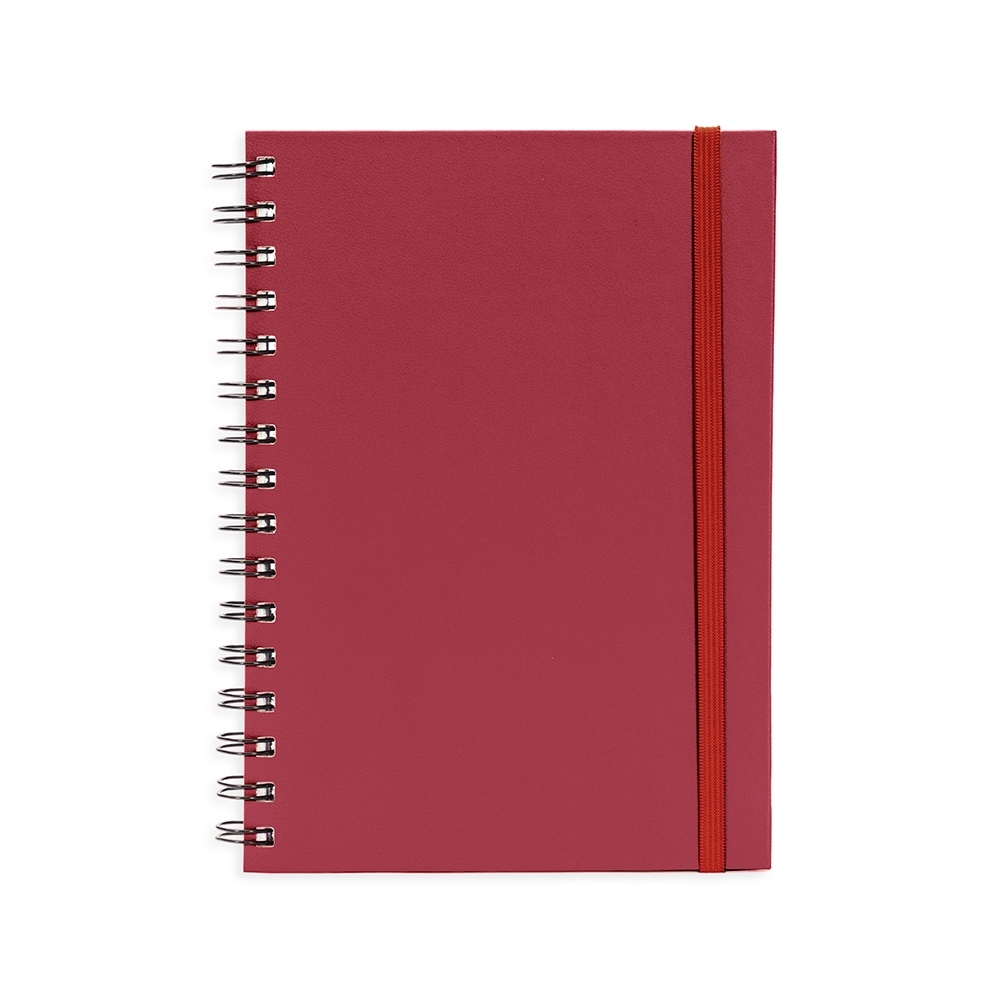 Planner cromato anual com capa dura e elástico personalizado com a logo da empresa, na cor vermelho