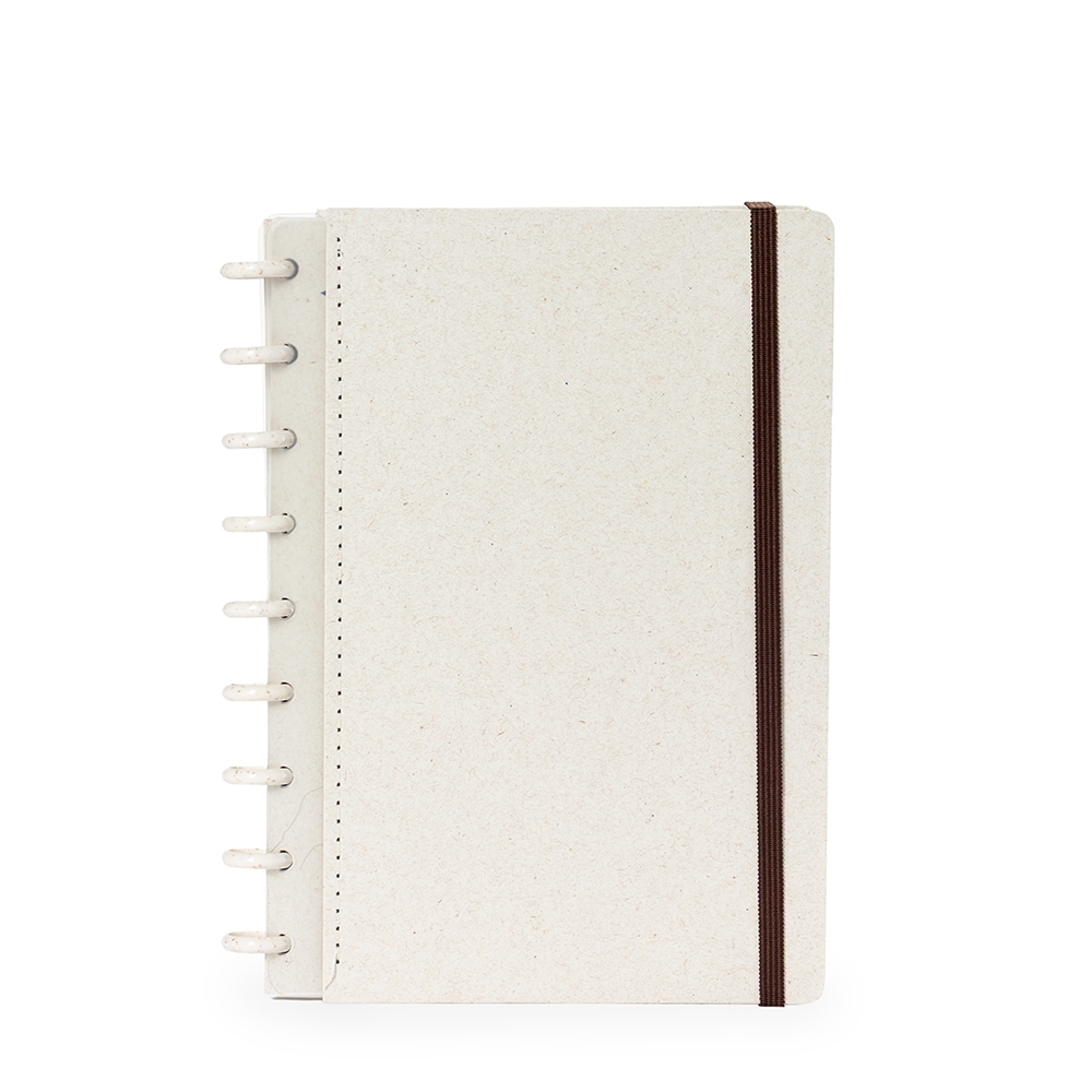 Caderno de disco ecológico com elástico personalizado com a logo da empresa