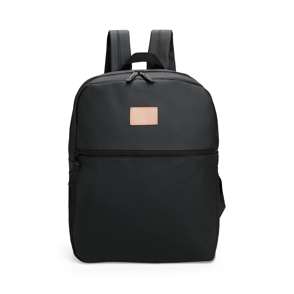 Mochila de couro sintético 20 litros impermeável com divisórias na cor Preto, personalizada com a logo da empresa