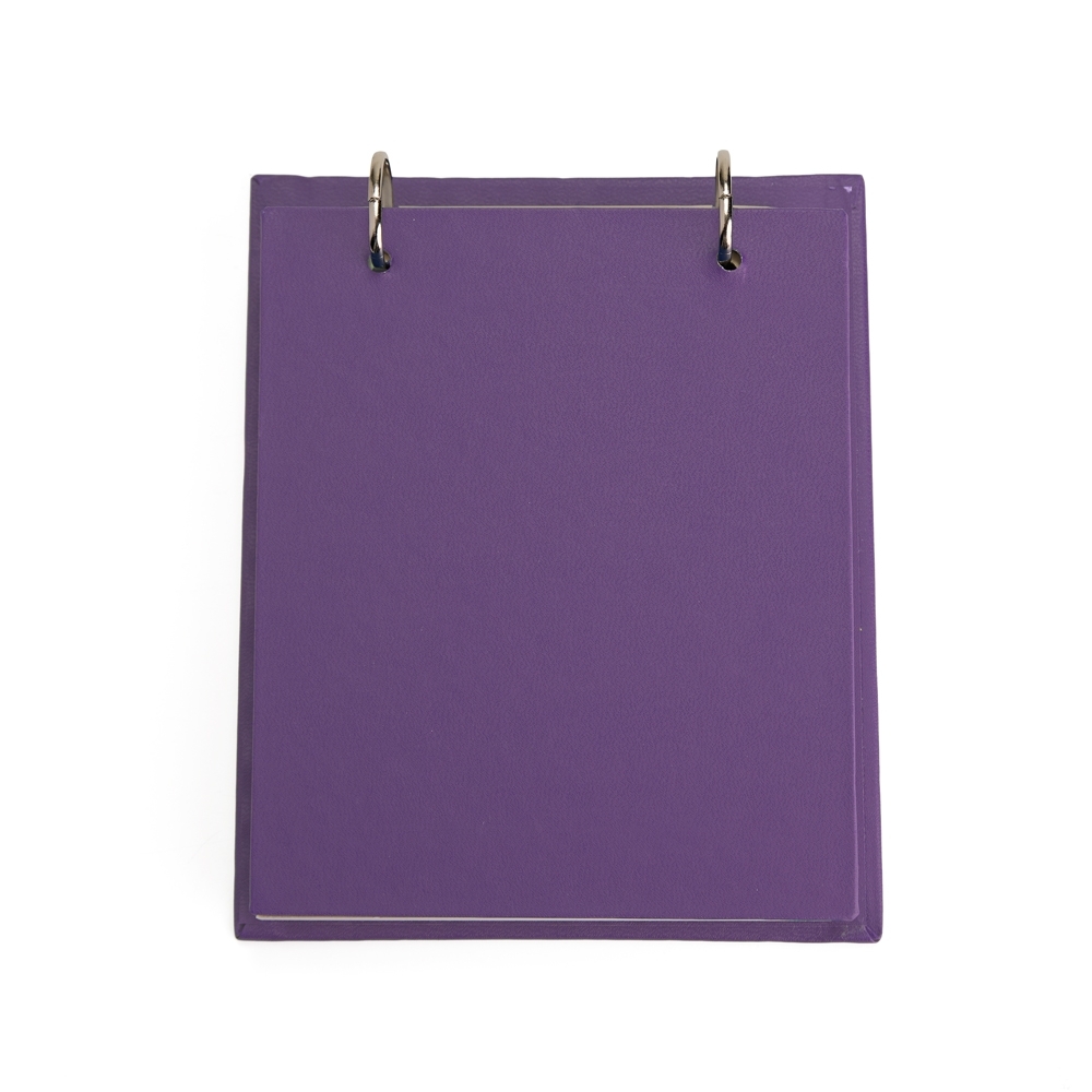 Bloco de anotações de mesa com capa dura e 150 folhas personalizado com a logo da empresa, na cor roxo