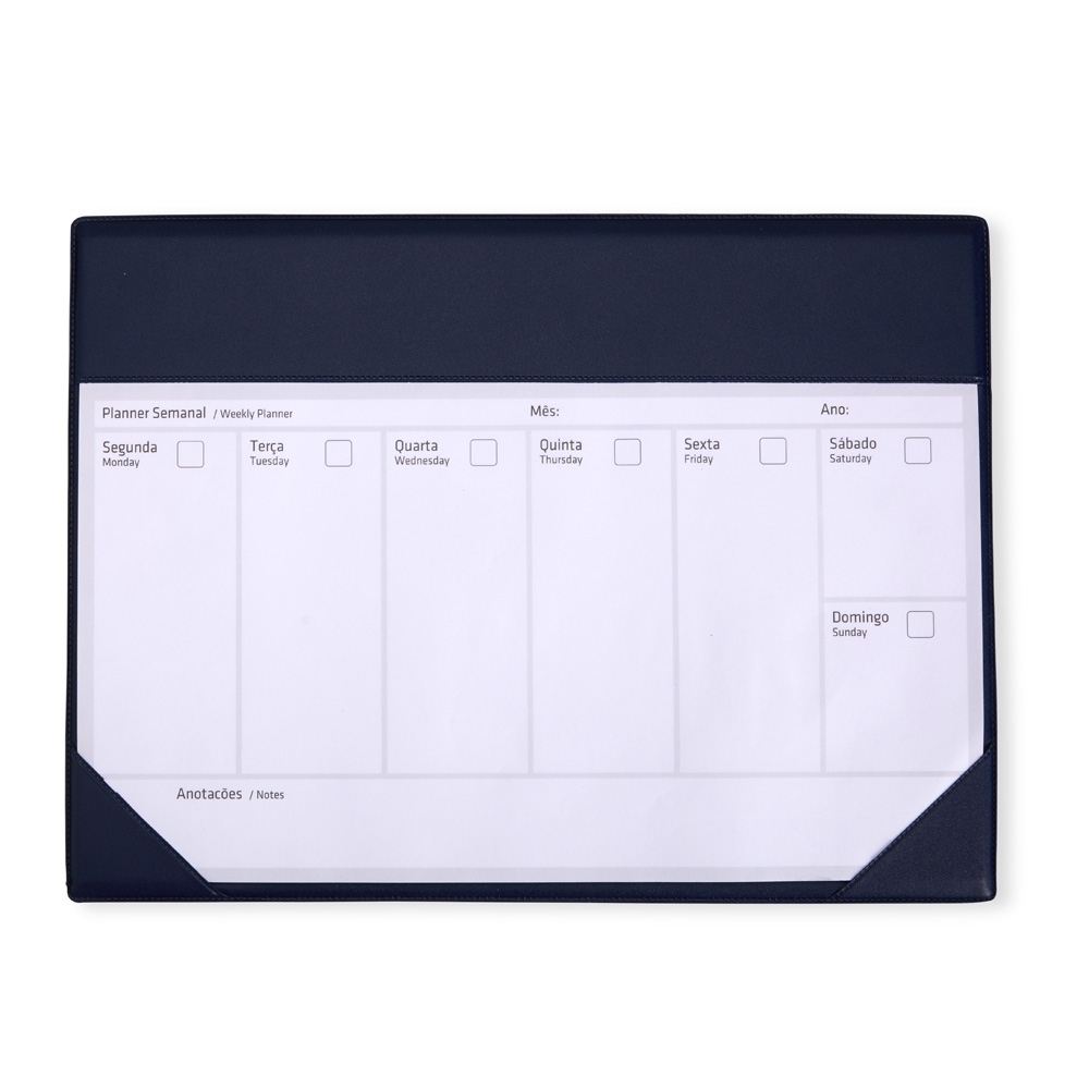 Planner semanal de mesa com 20 folhas personalizado com a logo da empresa