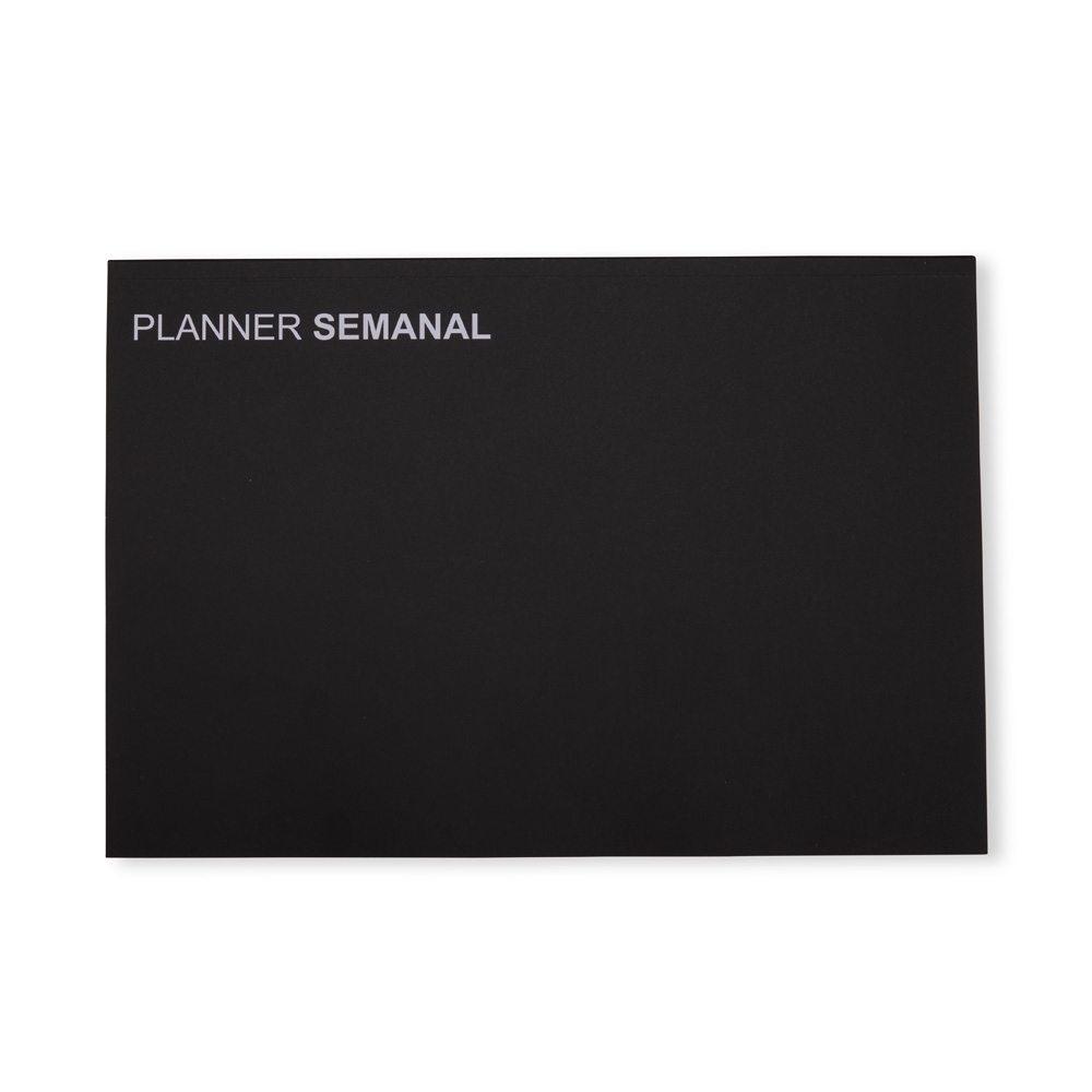 Planner semanal com 55 folhas personalizado com a logo da empresa, na cor preto