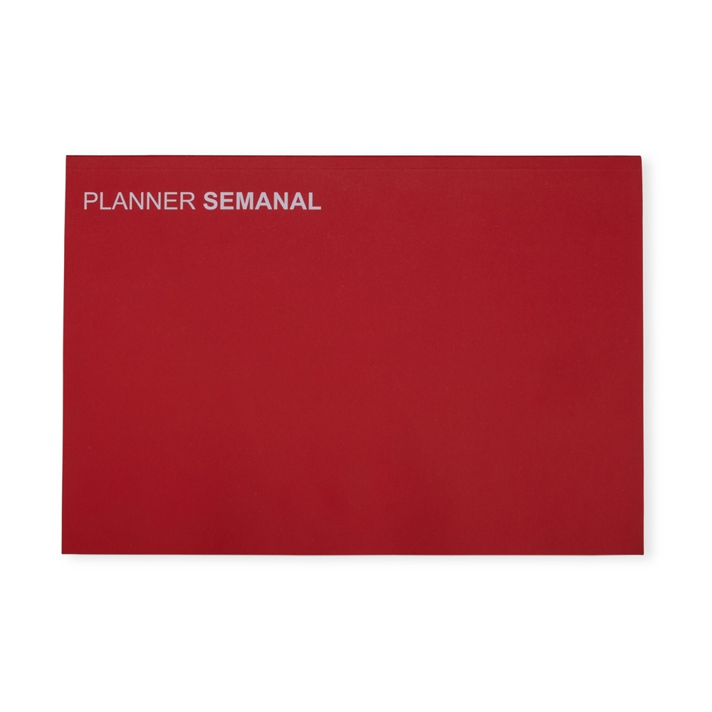 Planner semanal com 55 folhas personalizado com a logo da empresa, na cor vermelho