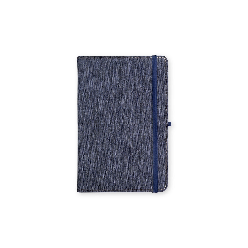 Caderneta em linho com porta-caneta e 80 folhas (21 x 14 cm) personalizada com a logo da empresa