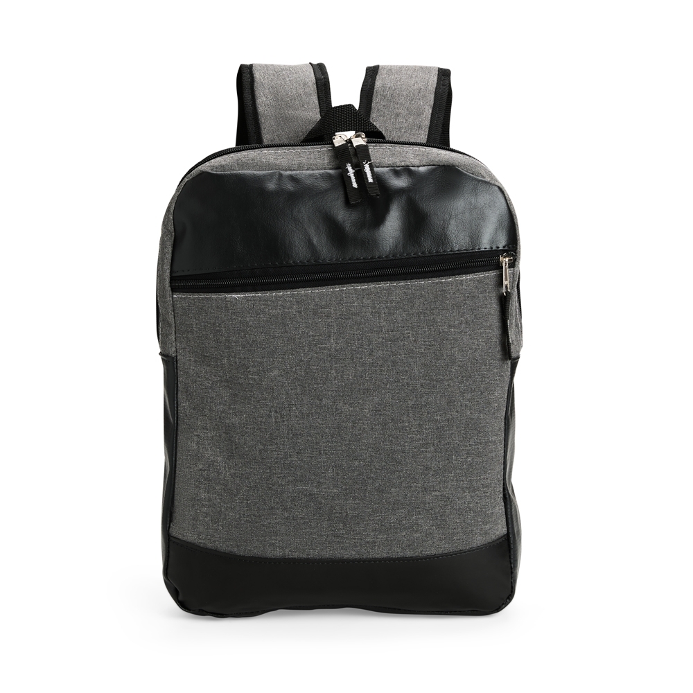 Mochila de poliéster PVC mescla 11 litros com divisórias na cor Cinza / Preto, personalizada com a logo da empresa