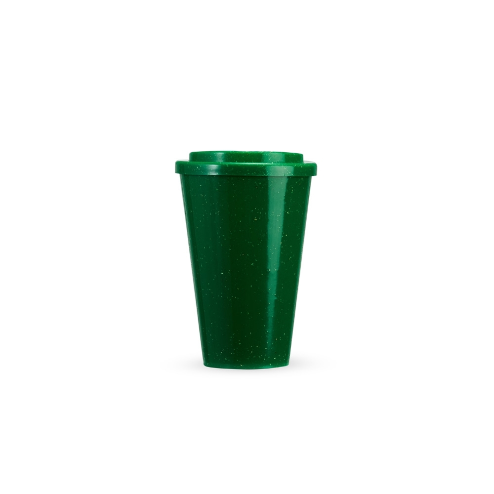 Copo de fibra de madeira 450 ml personalizado com a logo da empresa, na cor verde