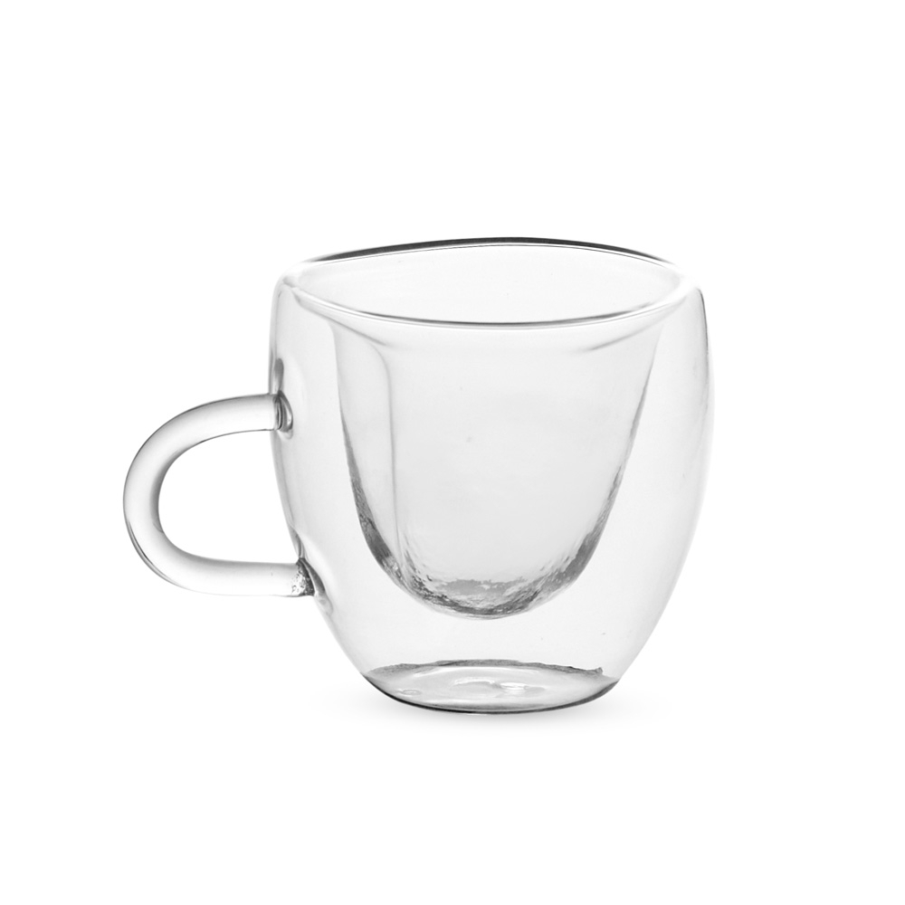 Xícara de vidro 80 ml na cor Transparente, personalizada com a logo da empresa