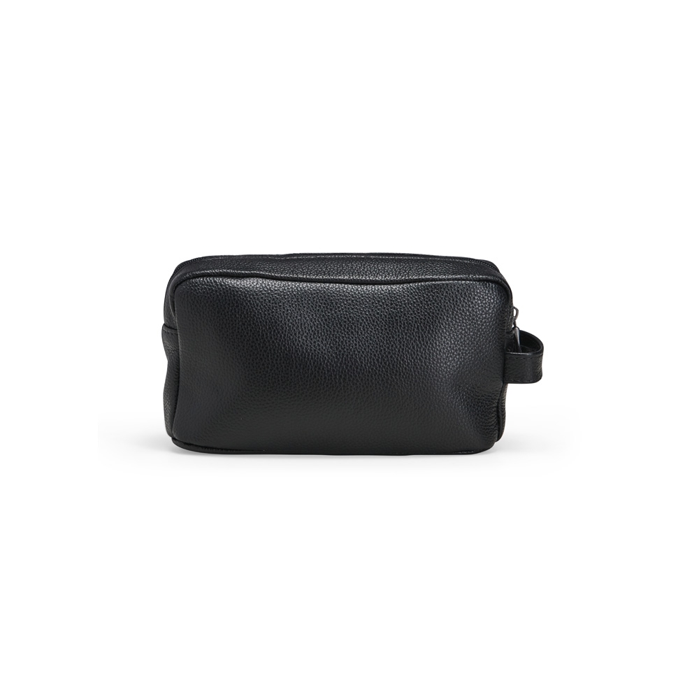 Nécessaire de couro legítimo na cor Preto, personalizada com a logo da empresa