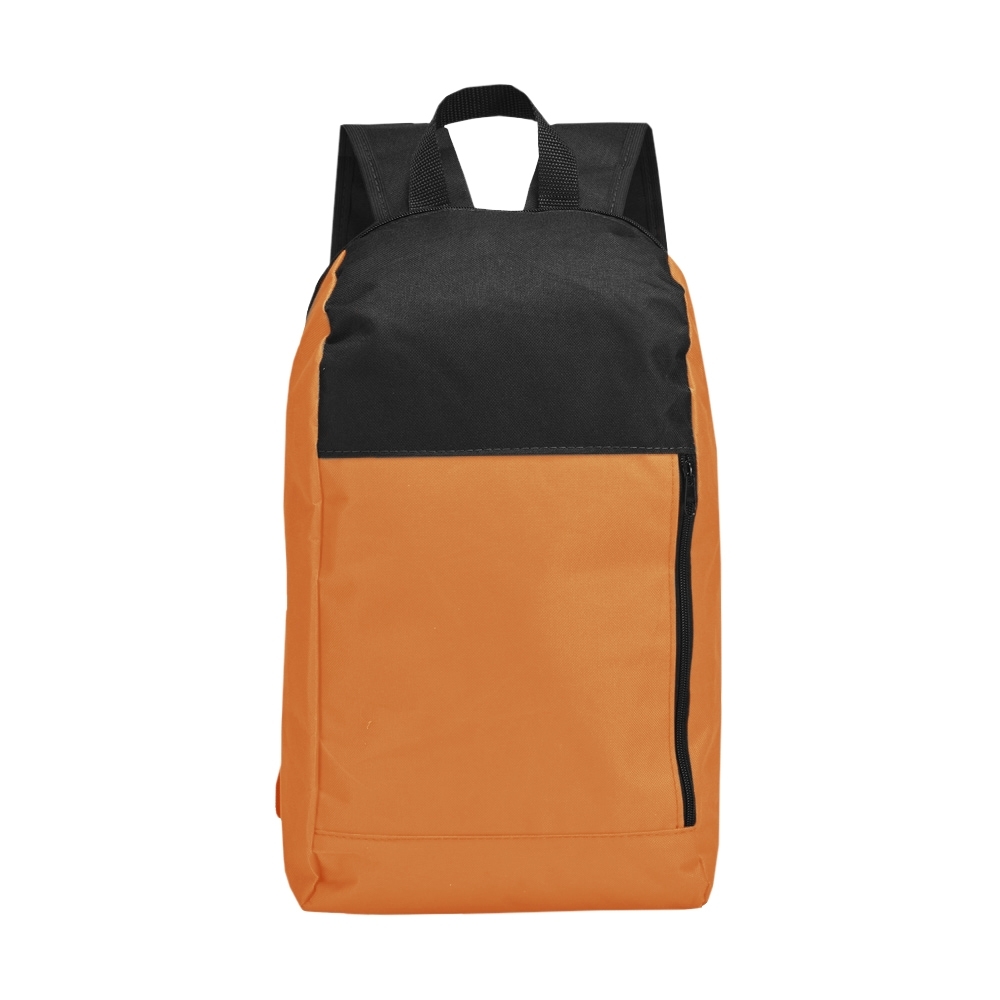 Mochila de poliéster 14 litros impermeável com bolso frontal personalizada com a logo da empresa, na cor laranja