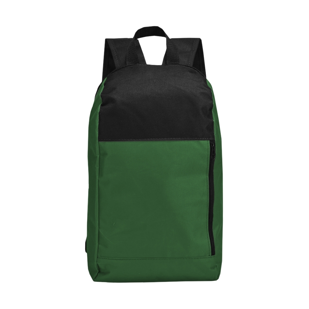 Mochila de poliéster 14 litros impermeável com bolso frontal personalizada com a logo da empresa, na cor verde