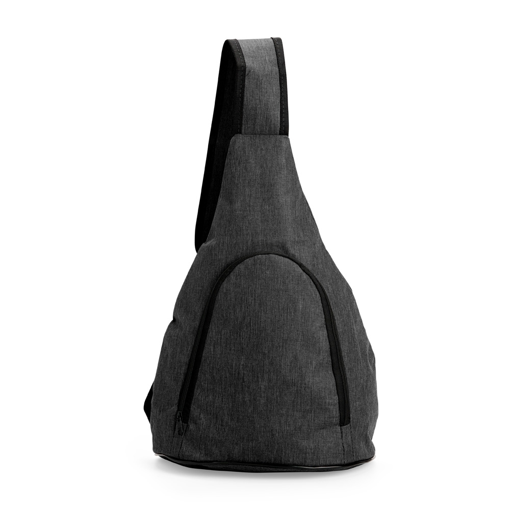Bolsa transversal poliéster 12 litros impermeável na cor Preto, personalizada com a logo da empresa