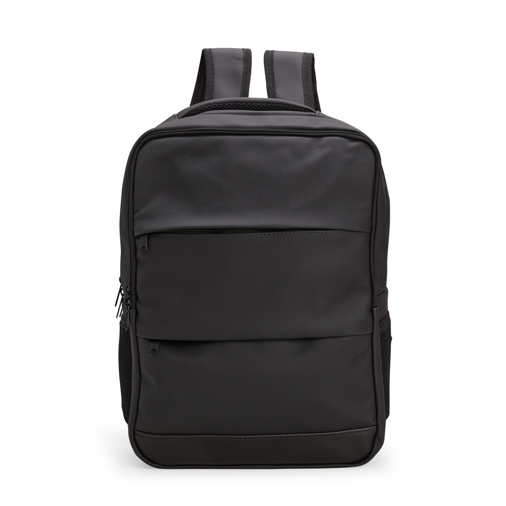 Mochila de couro sintético 20 litros com divisórias na cor Preto, personalizada com a logo da empresa