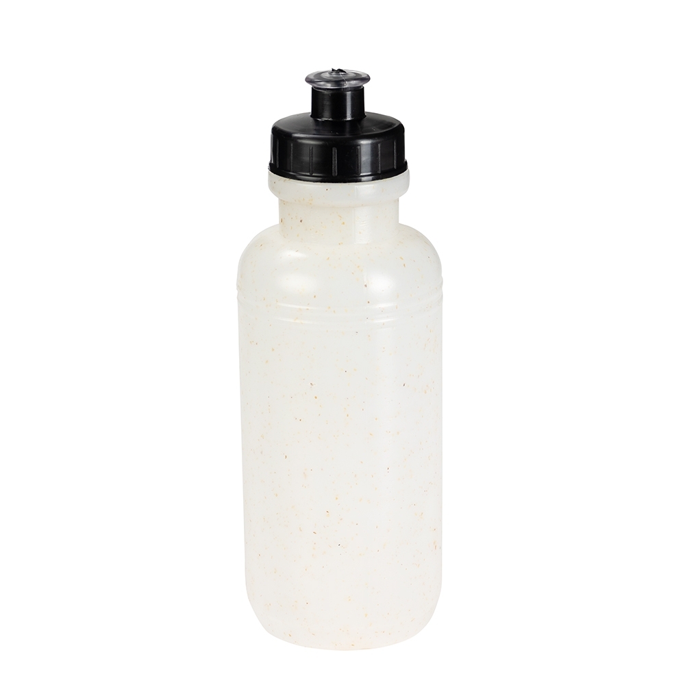 Squeeze plástico 500 ml com bico de silicone na cor Branco / Preto, personalizado com a logo da empresa