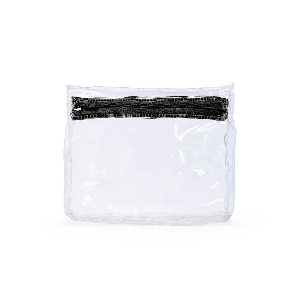 Nécessaire PVC na cor Transparente / Preto, personalizada com a logo da empresa