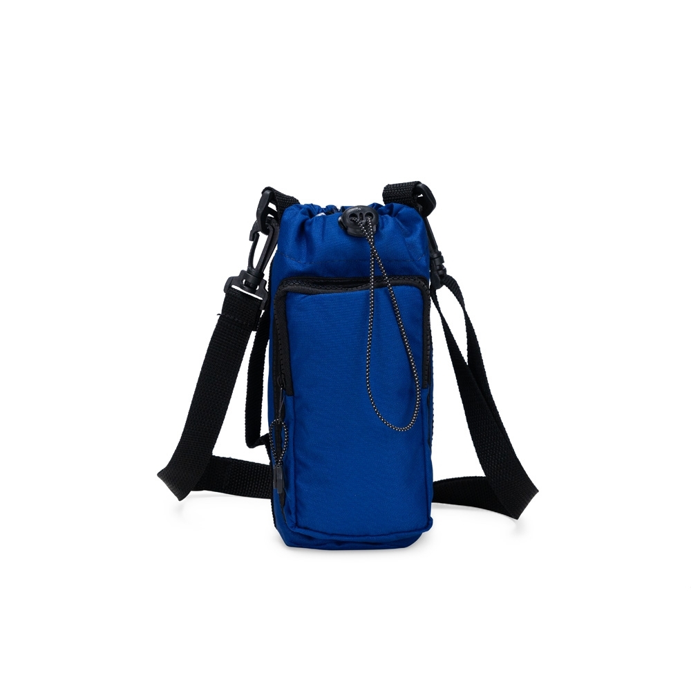 Porta-garrafa oxford personalizado com a logo da empresa, na cor azul