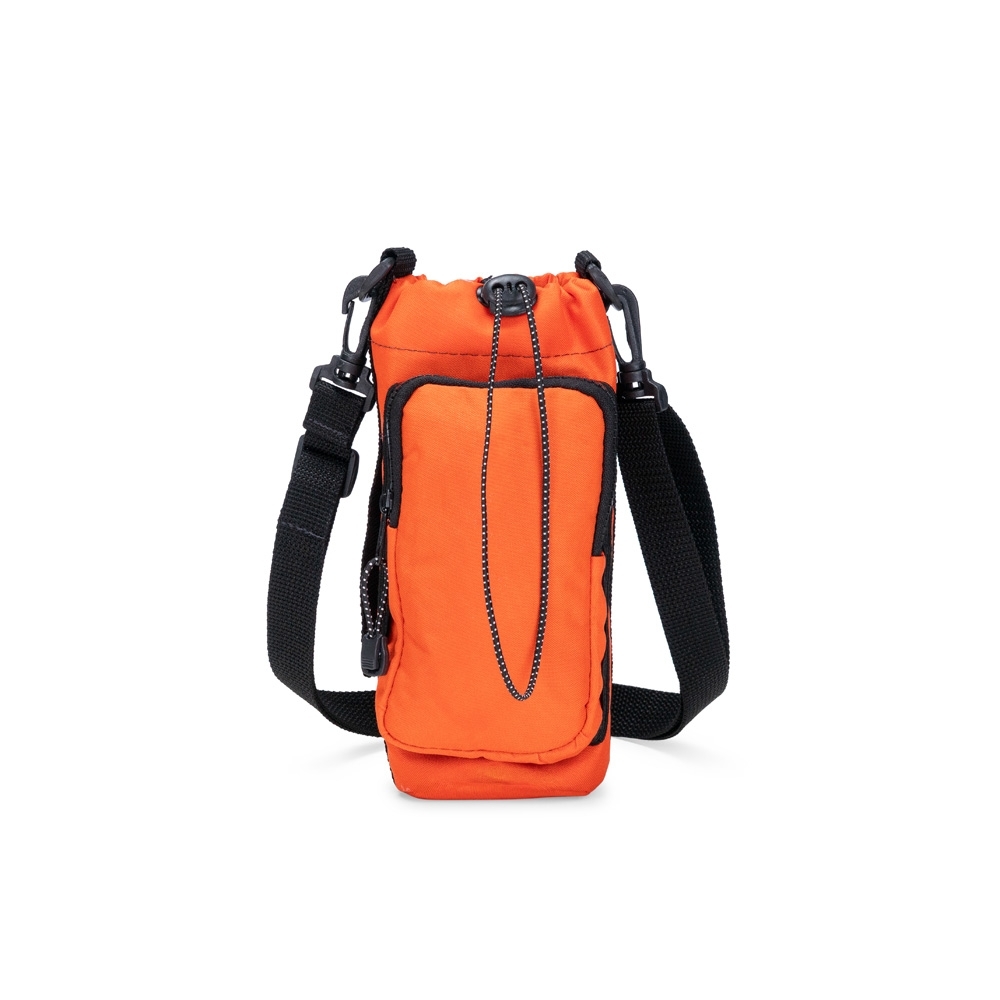 Porta-garrafa oxford personalizado com a logo da empresa, na cor laranja