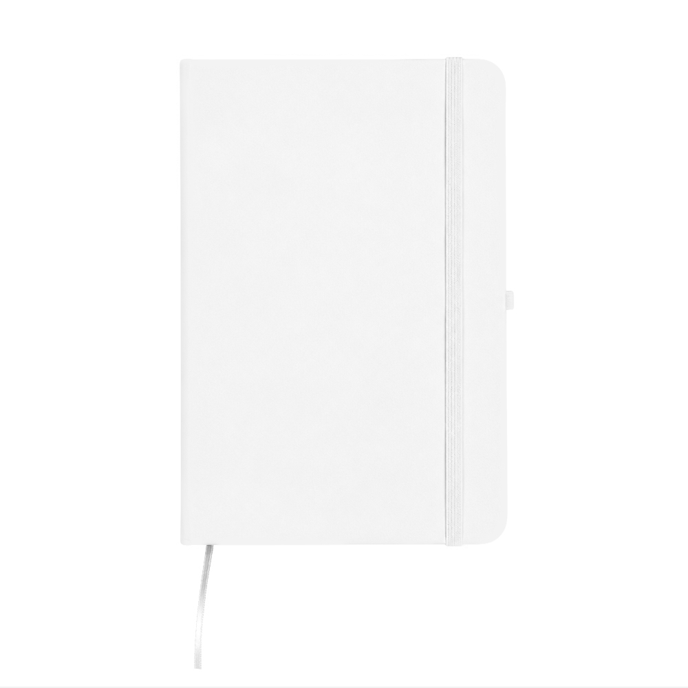 Planner permanente emborrachado com porta-caneta e 80 folhas personalizado com a logo da empresa, na cor branco