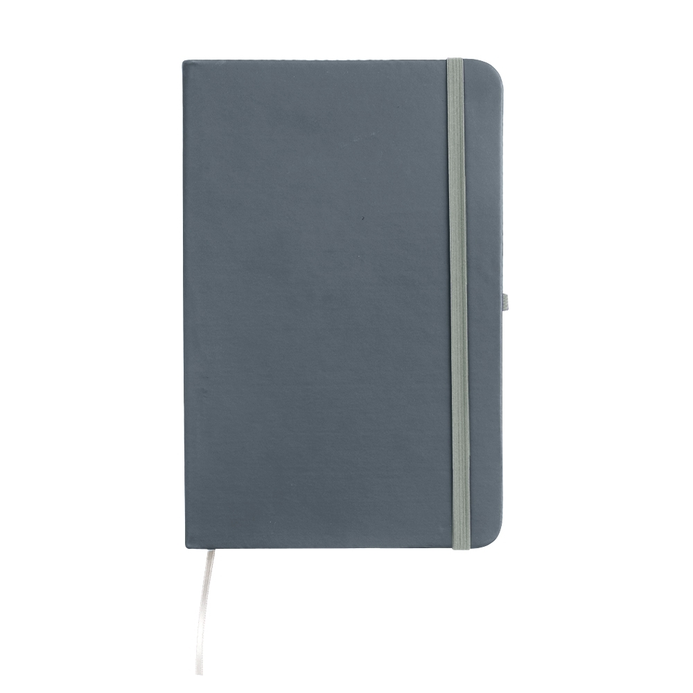 Planner permanente emborrachado com porta-caneta e 80 folhas personalizado com a logo da empresa, na cor cinza