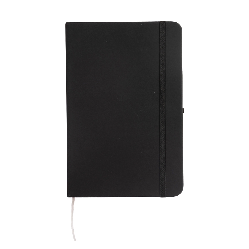 Planner permanente emborrachado com porta-caneta e 80 folhas na cor Preto, personalizado com a logo da empresa