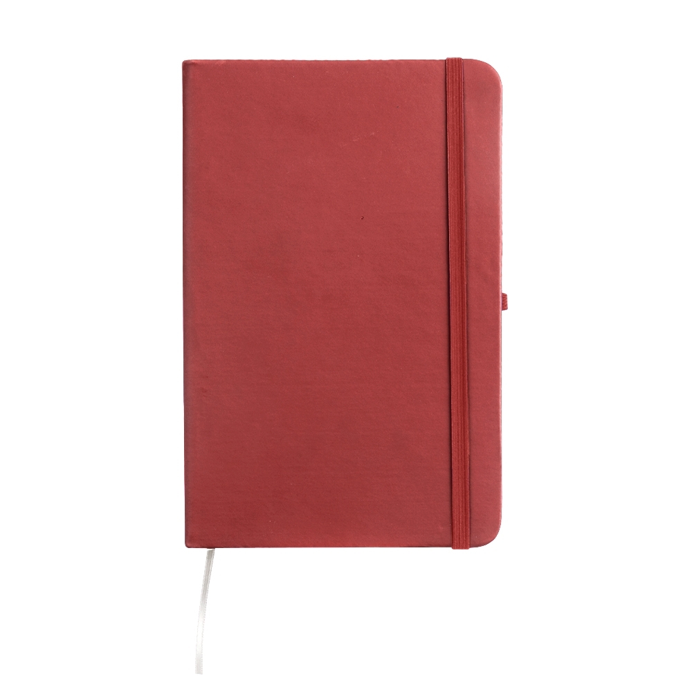 Planner permanente emborrachado com porta-caneta e 80 folhas personalizado com a logo da empresa, na cor vermelho