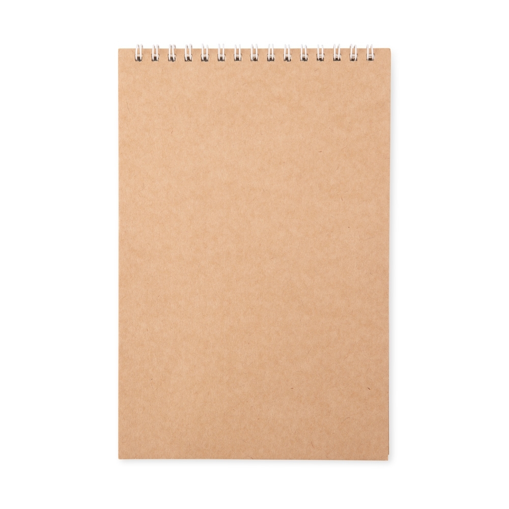 Bloco de anotações kraft com espiral e 51 folhas na cor Kraft, personalizado com a logo da empresa