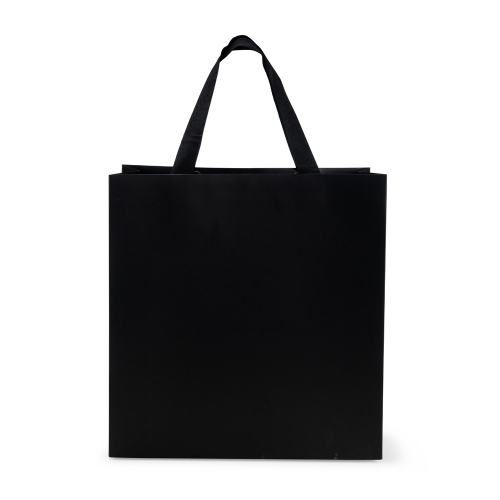 Sacola papel triplex 230 g/m² na cor Preto, personalizada com a logo da empresa