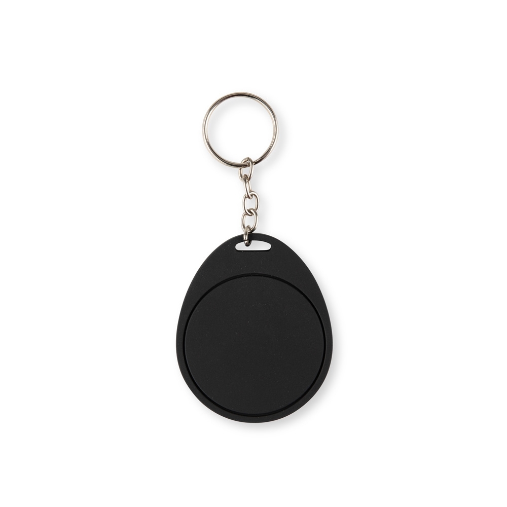 Chaveiro PVC emborrachado na cor Preto, personalizado com a logo da empresa
