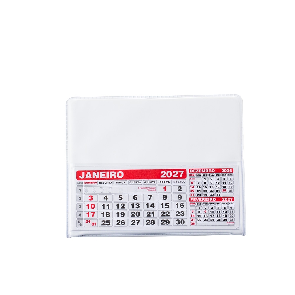 Base para calendário na cor Branco, personalizada com a logo da empresa