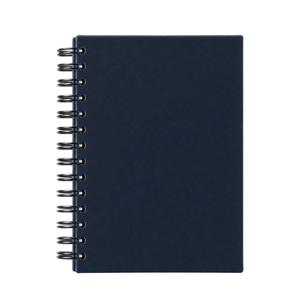 Agenda diária 2027 com capa dura emborrachada e espiral personalizada com a logo da empresa