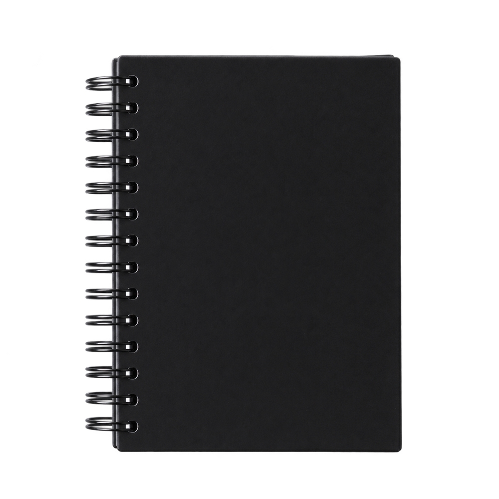 Agenda diária 2027 com capa dura emborrachada e espiral na cor Preto, personalizada com a logo da empresa
