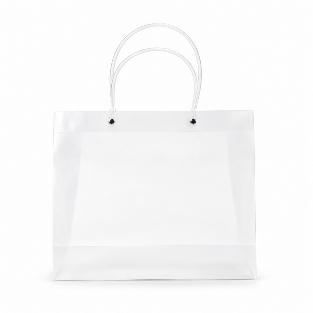 Sacola plástica na cor Transparente, personalizada com a logo da empresa