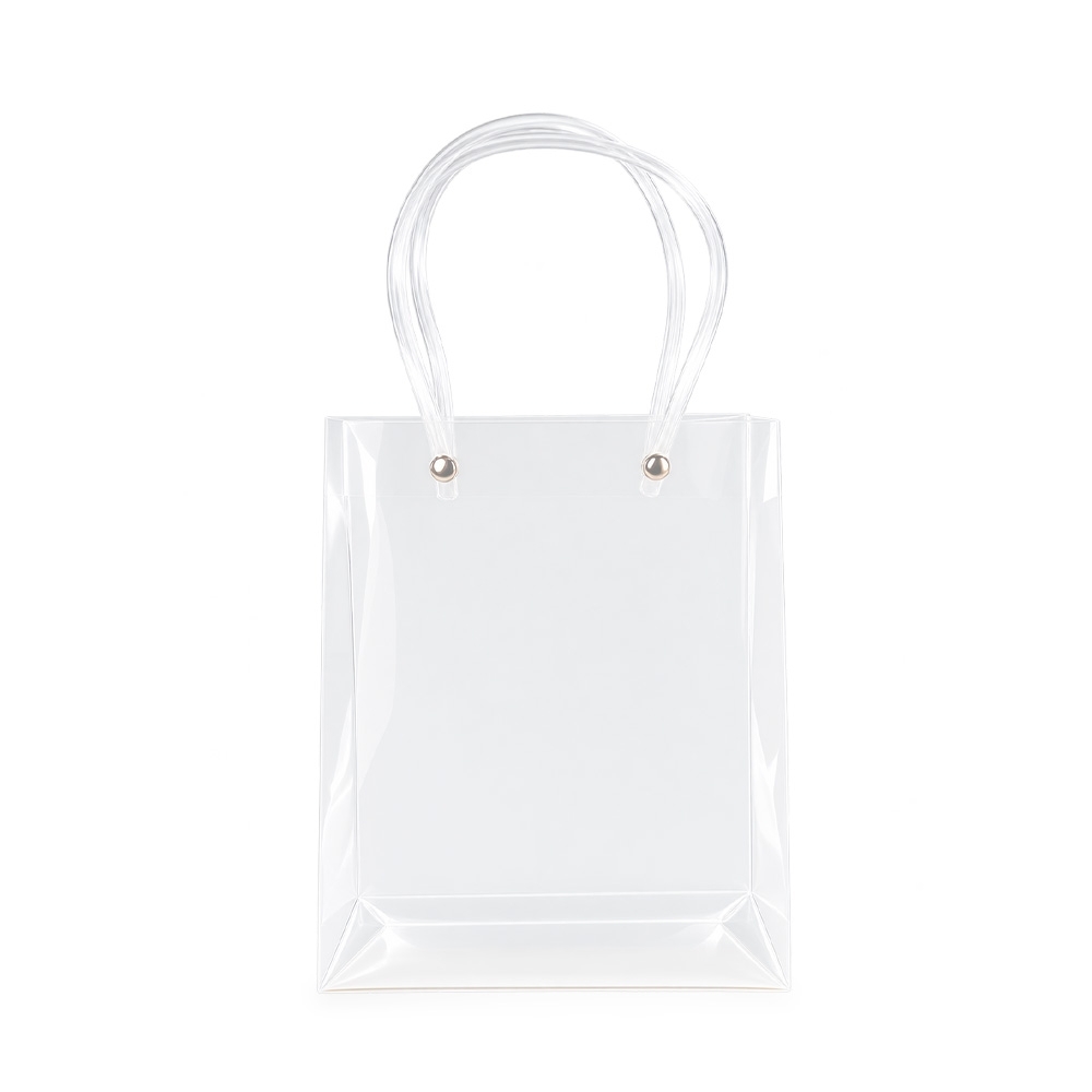 Sacola plástica na cor Transparente, personalizada com a logo da empresa