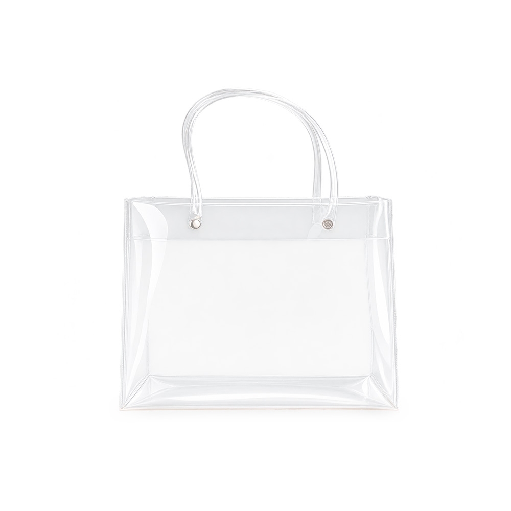 Sacola plástica na cor Transparente, personalizada com a logo da empresa