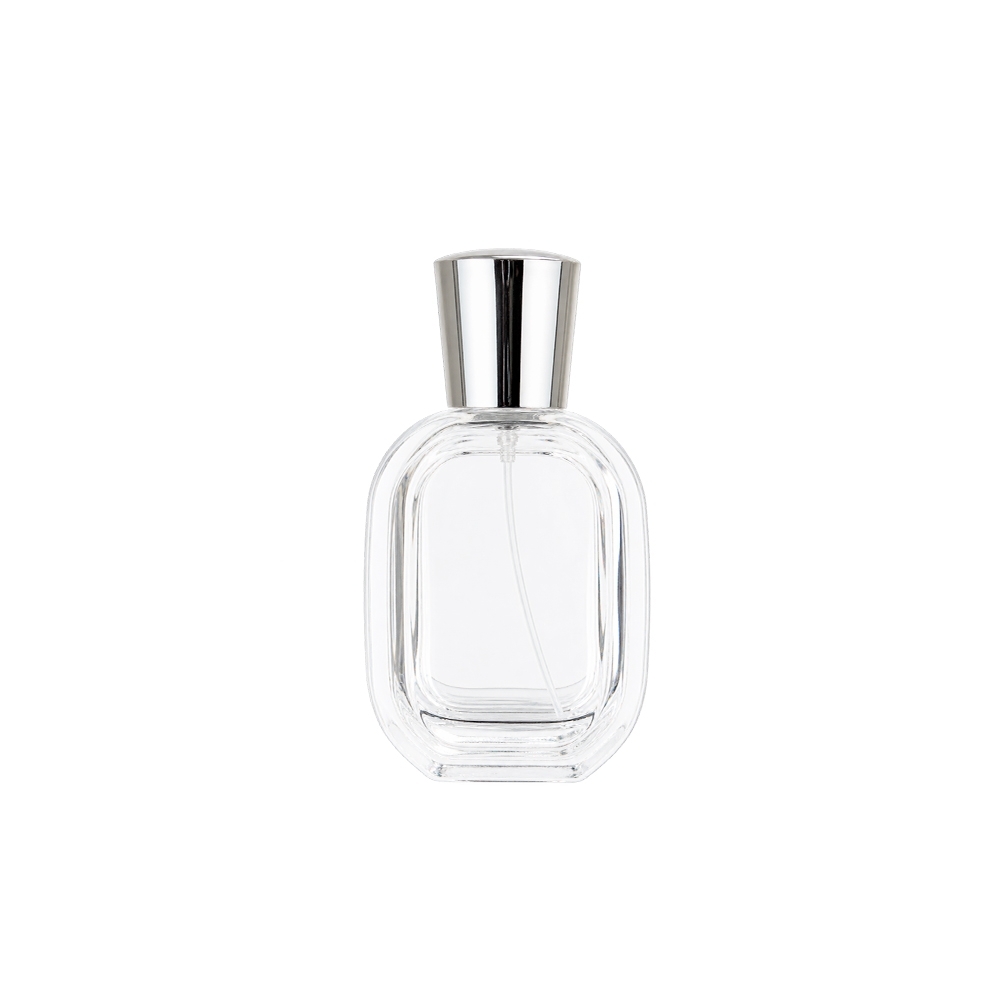 Frasco de vidro 60 ml na cor Prata / Transparente, personalizado com a logo da empresa
