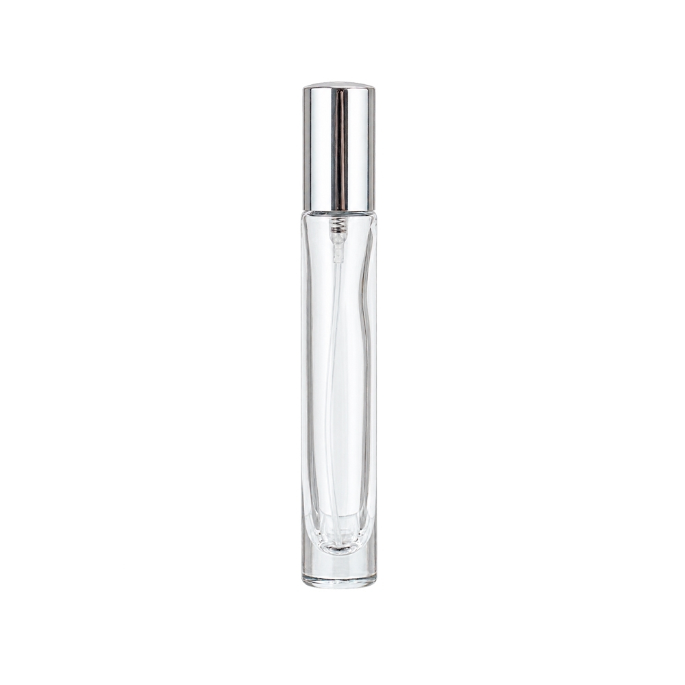 Frasco de vidro 10 ml na cor Prata / Transparente, personalizado com a logo da empresa